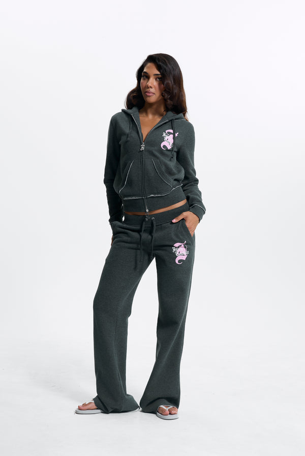 Charcoal Marl Longline Fleece Zip-Through Hoodie