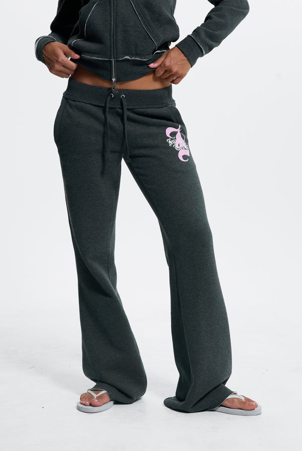 Charcoal Marl Relaxed Fit Flare Fleece Trackpant