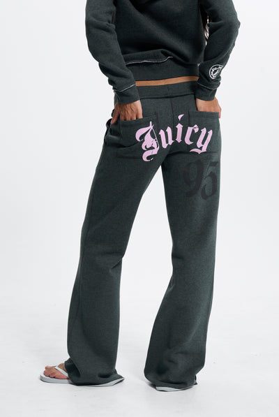 Charcoal Marl Relaxed Fit Flare Fleece Trackpant