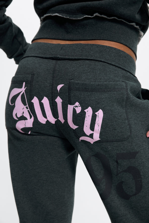 Charcoal Marl Relaxed Fit Flare Fleece Trackpant