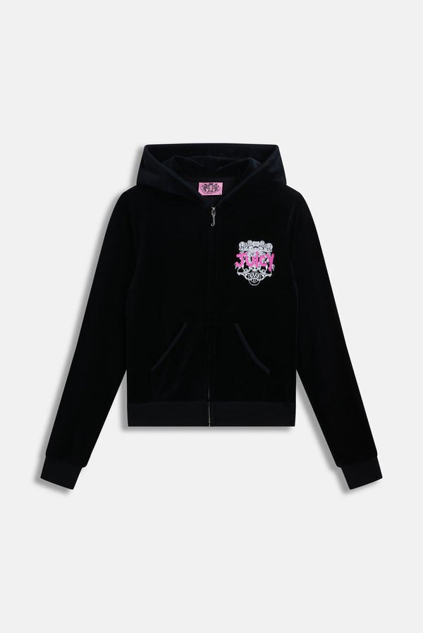 Displays the Black Juicy Couture & Roxy Republic of heritage hoodie 