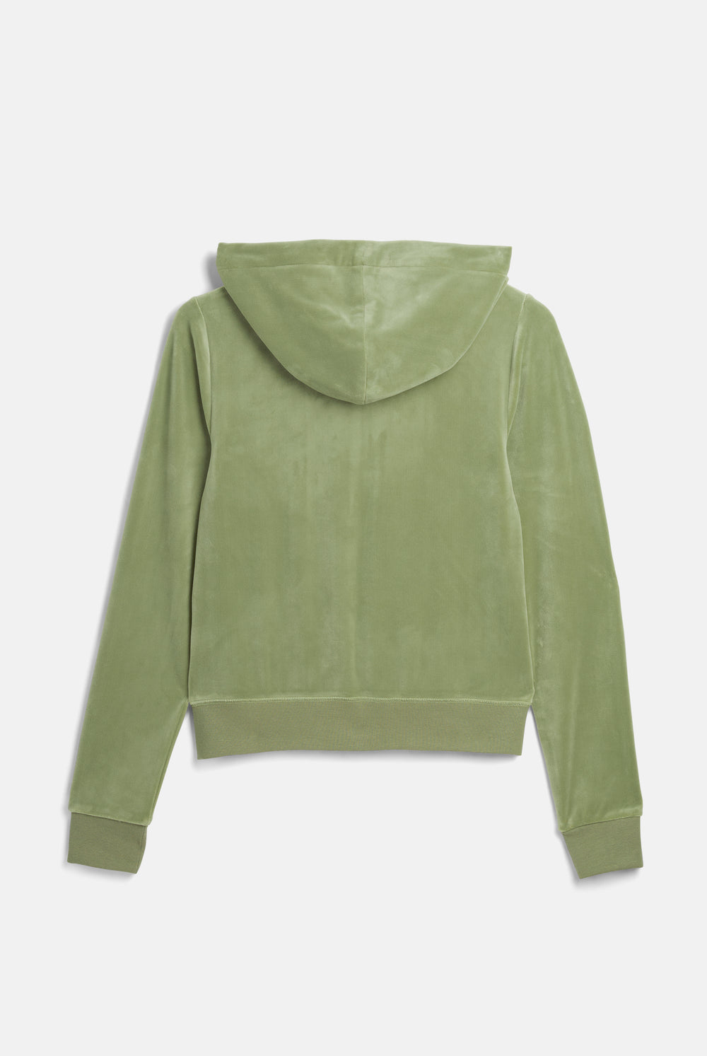 Displays the Oil Green 'Juicy' branded Classic Velour Robertson Hoodie