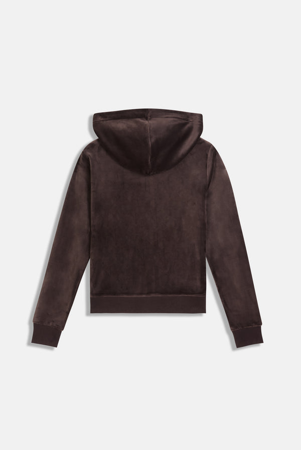 Displays the Java & Gold 'Juicy' branded classic velour Robertson hoodie 