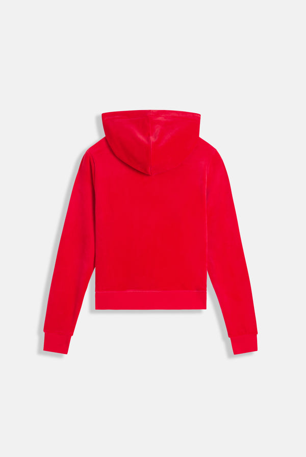Displays the Toreador 'Juicy' branded classic velour Robertson hoodie 