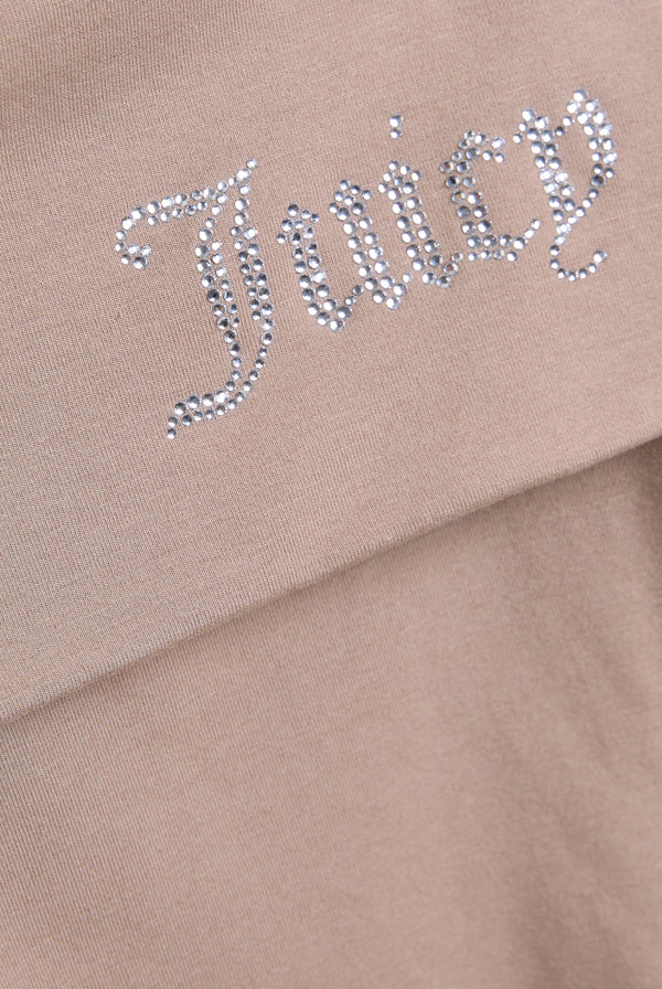 Displays the fungi luxury jersey 'juicy' branded roll down diamanté shorts featuring the juicy branding 