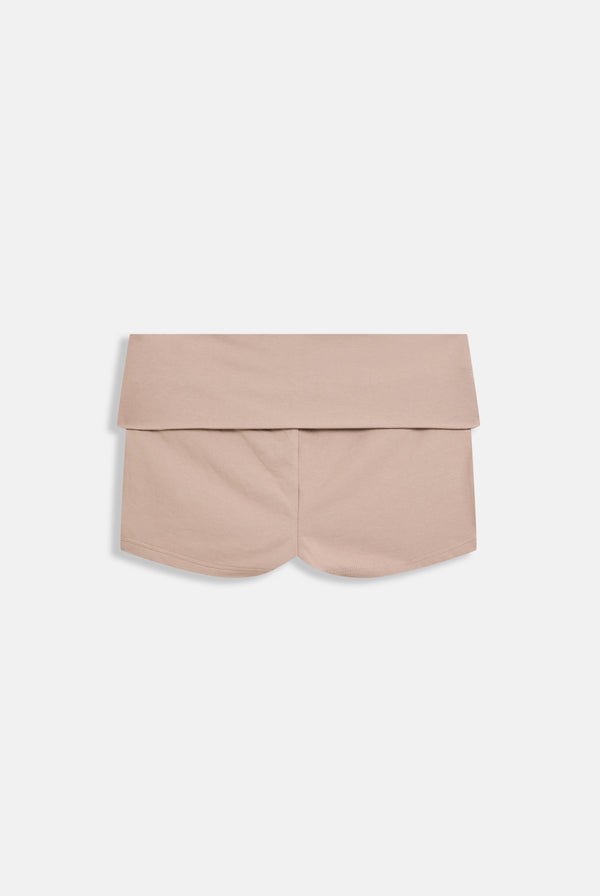 Displays the fungi luxury jersey 'juicy' branded roll down diamanté shorts 