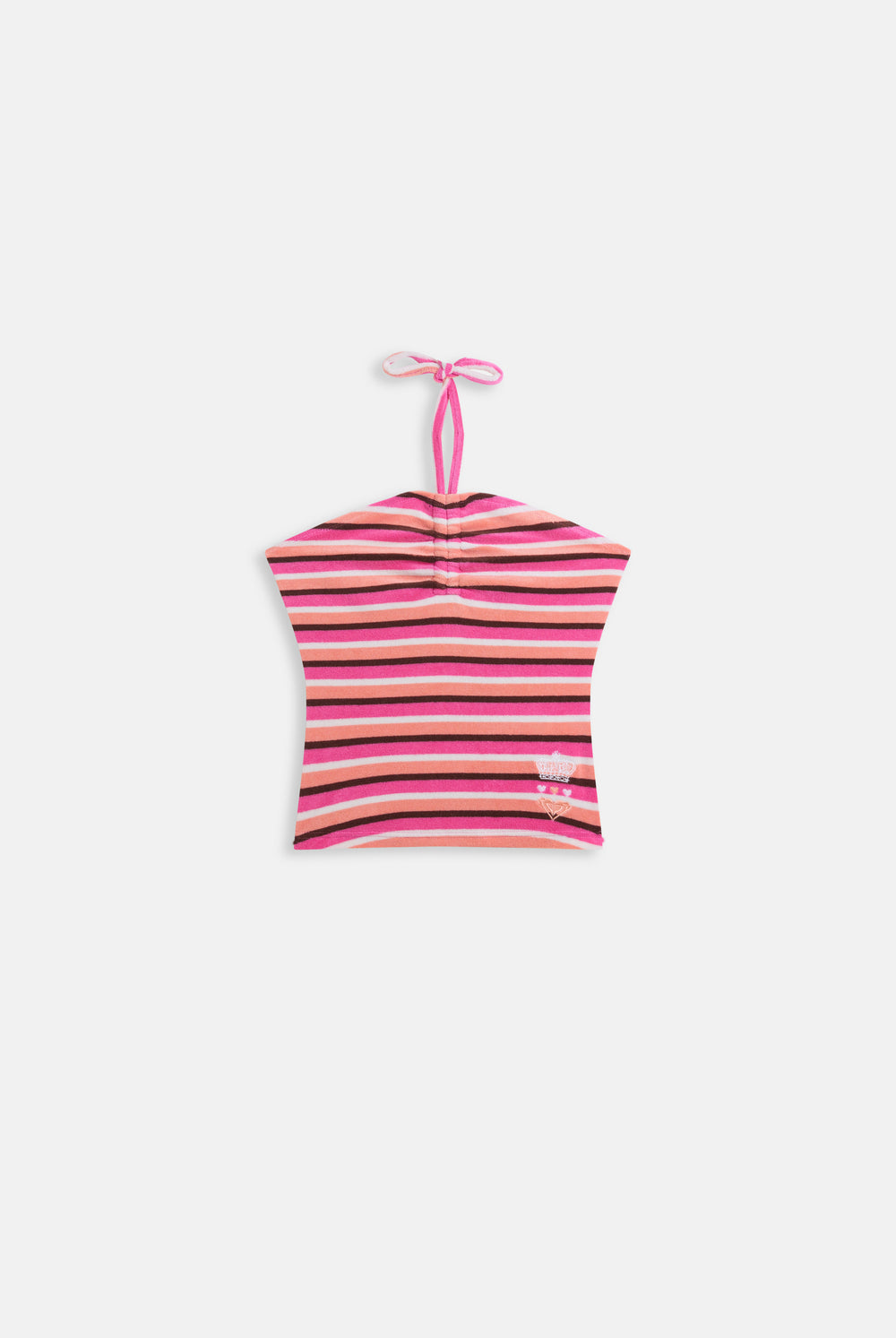 Displays the Stripe Roxy & Juicy Couture Terry towelling halter top 
