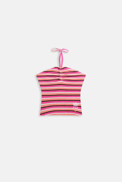 Displays the Stripe Roxy & Juicy Couture Terry towelling halter top 