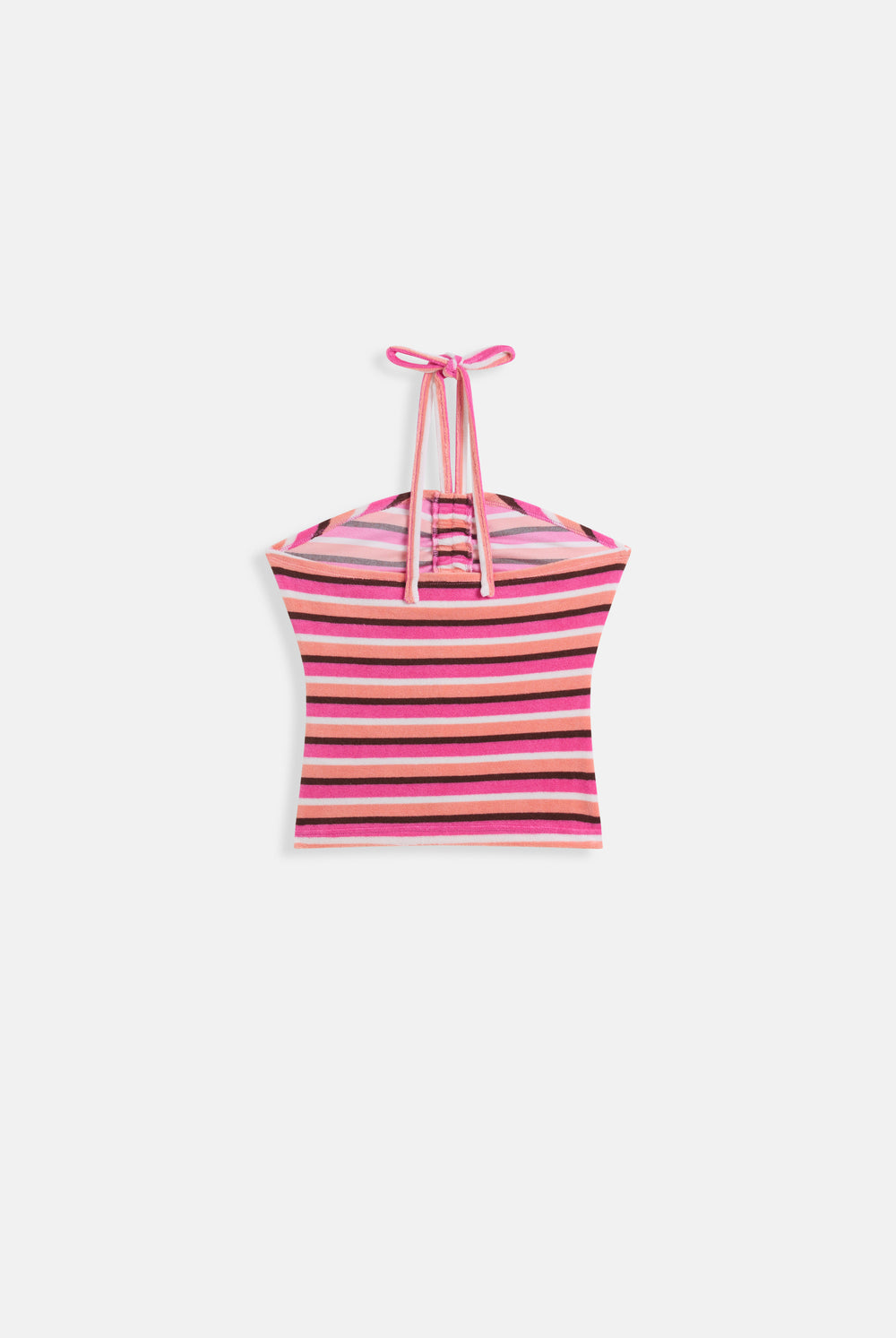 Displays the Stripe Roxy & Juicy Couture Terry towelling halter top 