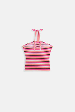 Displays the Stripe Roxy & Juicy Couture Terry towelling halter top 