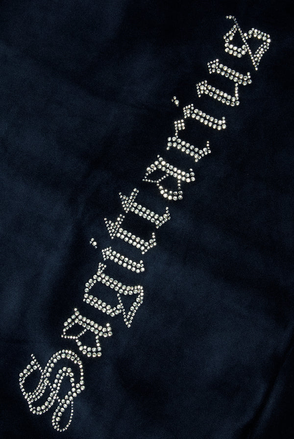 'SAGITTARIUS' NIGHT SKY DIAMANTÉ VELOUR ZIP-THROUGH HOODIE