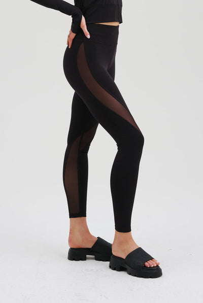 BLACK RIB PEACHED INTERLOCK ACTIVE LEGGING