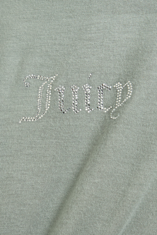CHINOIS GREEN SHEER JERSEY DIAMANTÉ  FITTED TEE