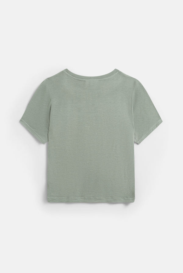 CHINOIS GREEN SHEER JERSEY DIAMANTÉ  FITTED TEE