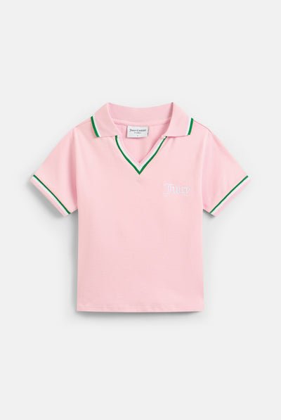 JUICY PINK JERSEY STRIPED TIPPED POLO SHIRT