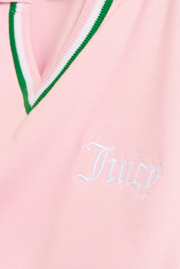 JUICY PINK JERSEY STRIPED TIPPED POLO SHIRT