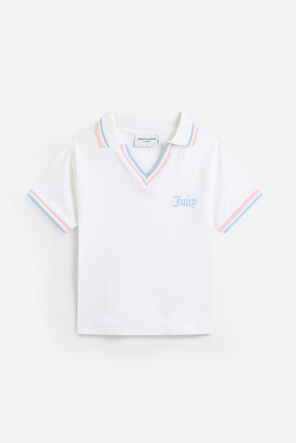 WHITE JERSEY STRIPED TIPPED POLO SHIRT