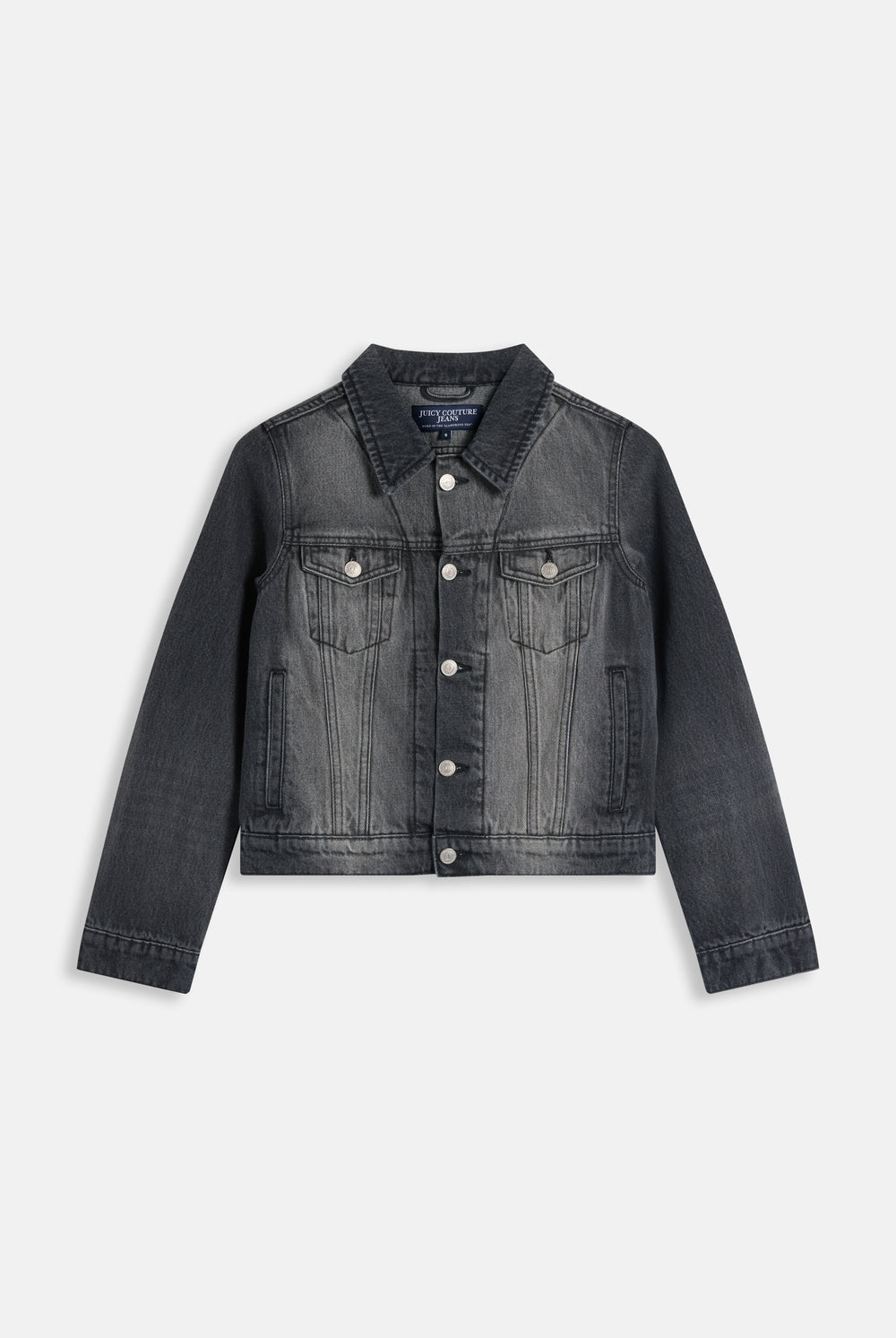 Washed Black Stretch Denim Fitted Jacket