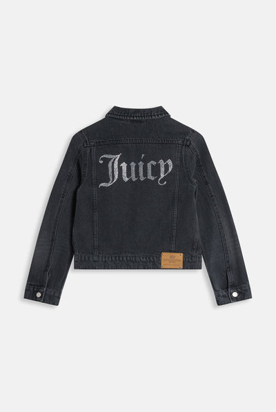Washed Black Stretch Denim Fitted Jacket