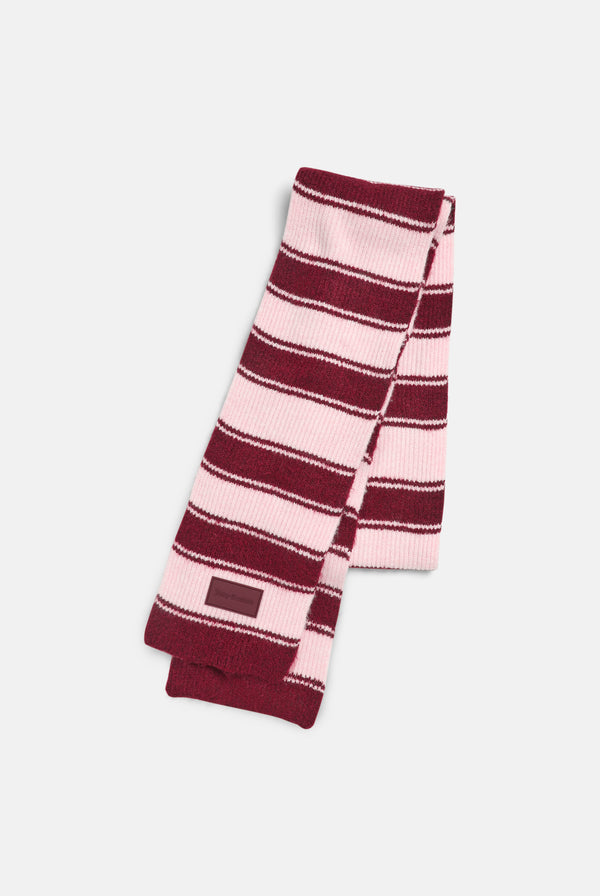Burgundy Stripe Knit Scarf