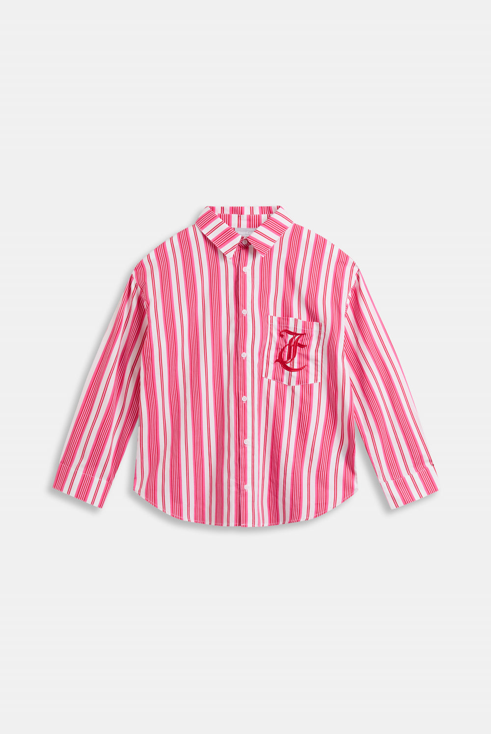 Displays the Pink Stripe 'Juicy' branded oversized sleep shirt 