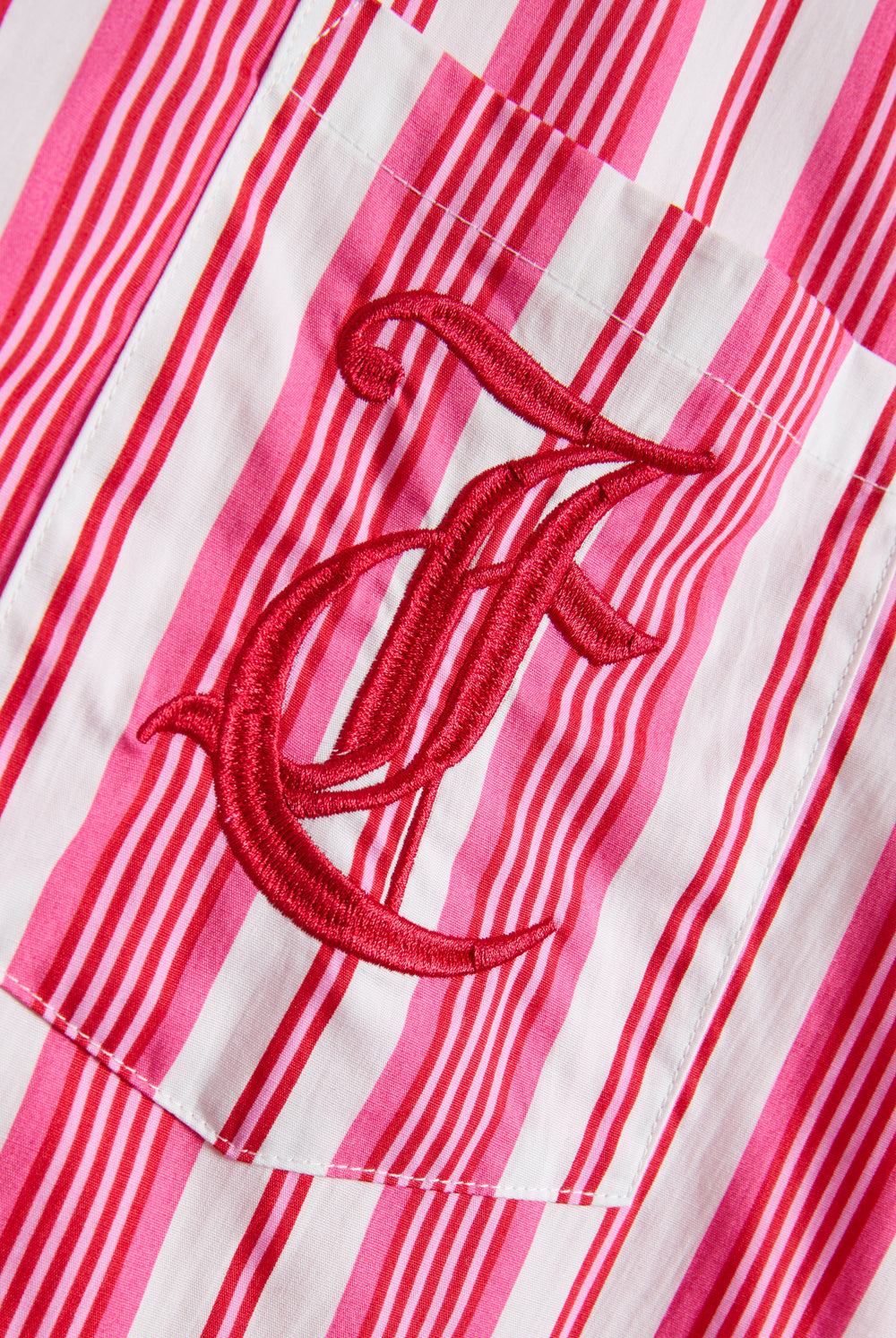 Displays the Pink Stripe 'Juicy' branded oversized sleep shirt 