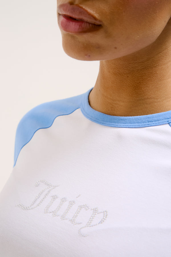 WHITE CONTRAST RAGLAN BABY TEE