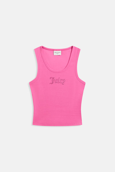 SUPER PINK RIBBED OUTLINE DIAMANTÉ RACER VEST