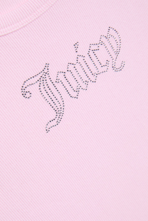 Displays the cherry blossom ribbed 'juicy' branded outline diamanté racer vest featuring the juicy branding 