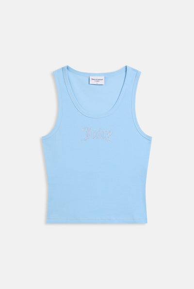 SKY BLUE RIBBED OUTLINE DIAMANTÉ RACER VEST