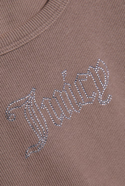 Displays the fungi 'Juicy' branded ribbed outline diamanté racer vest featuring the juicy branding 