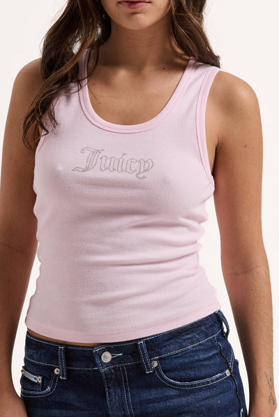 CHERRY BLOSSOM RIBBED OUTLINE DIAMANTÉ RACER VEST