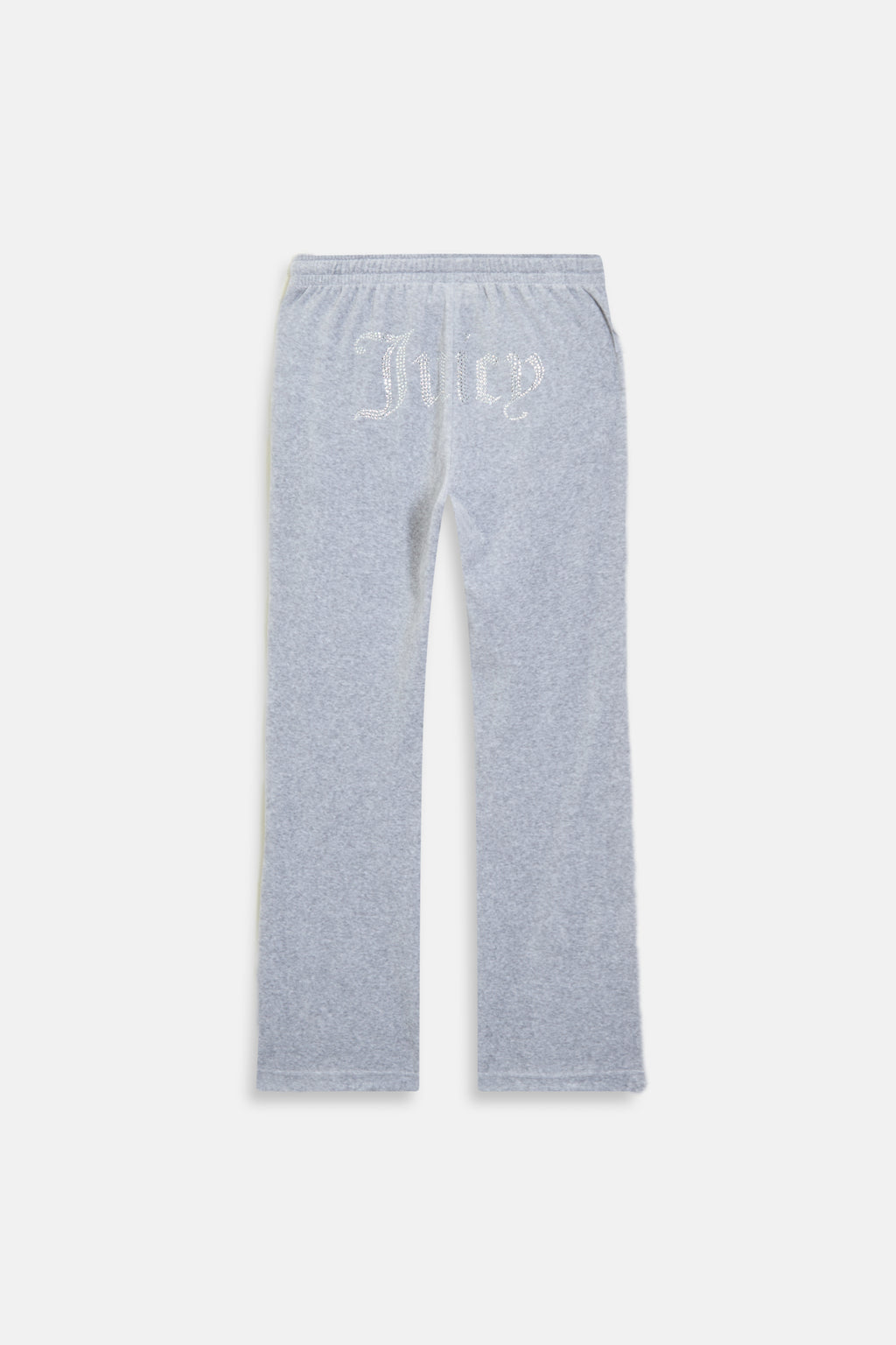 SILVER MARL COTTON VELOUR DIAMANTÉ TRACKSUIT BOTTOM