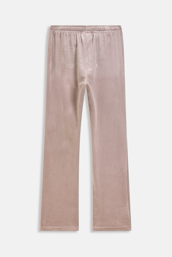Displays the jungle outline 'juicy' branded velour diamanté tracksuit bottom