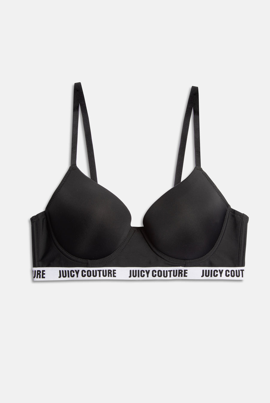 Displays the Black 'Juicy' branded Underwire Microfibre Bra