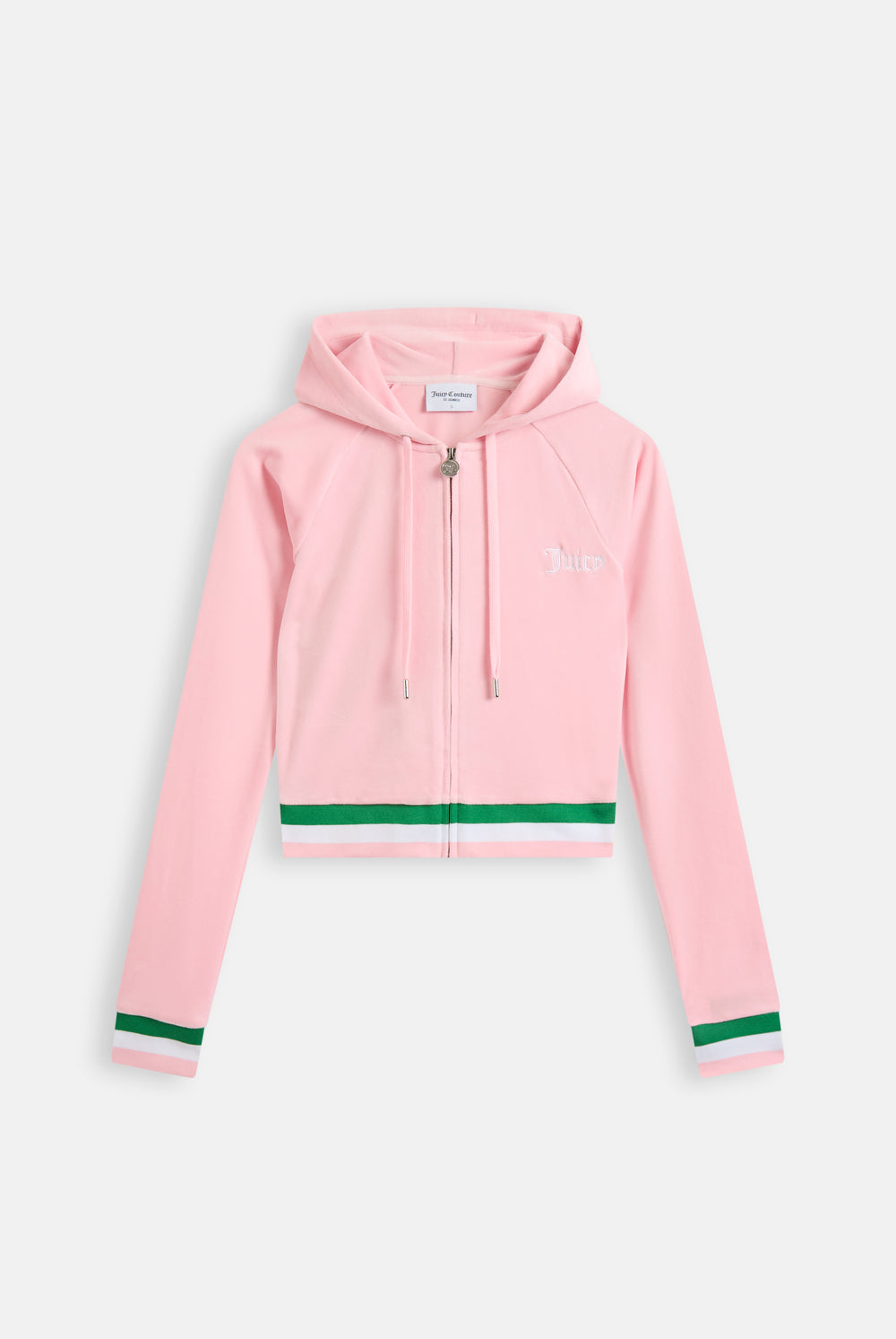 JUICY PINK RECYCLED CLASSIC VELOUR CROP HOODIE
