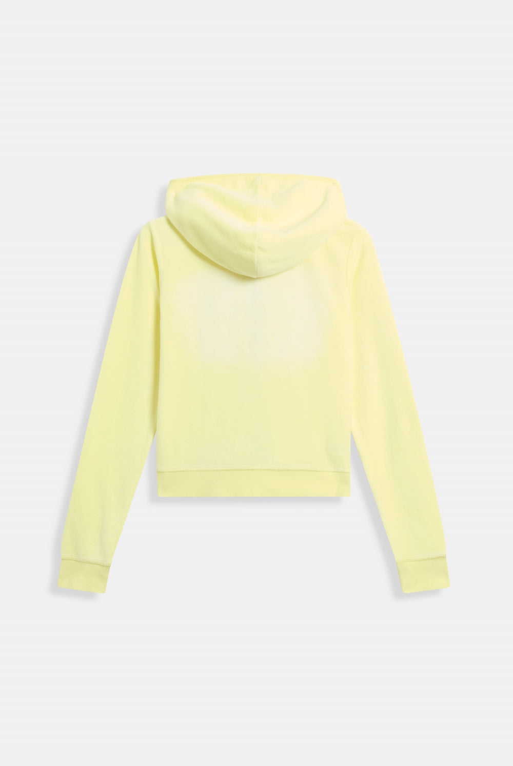 Display the Yellow Pear washed 'Juicy' branded cotton velour fitted hoodie 