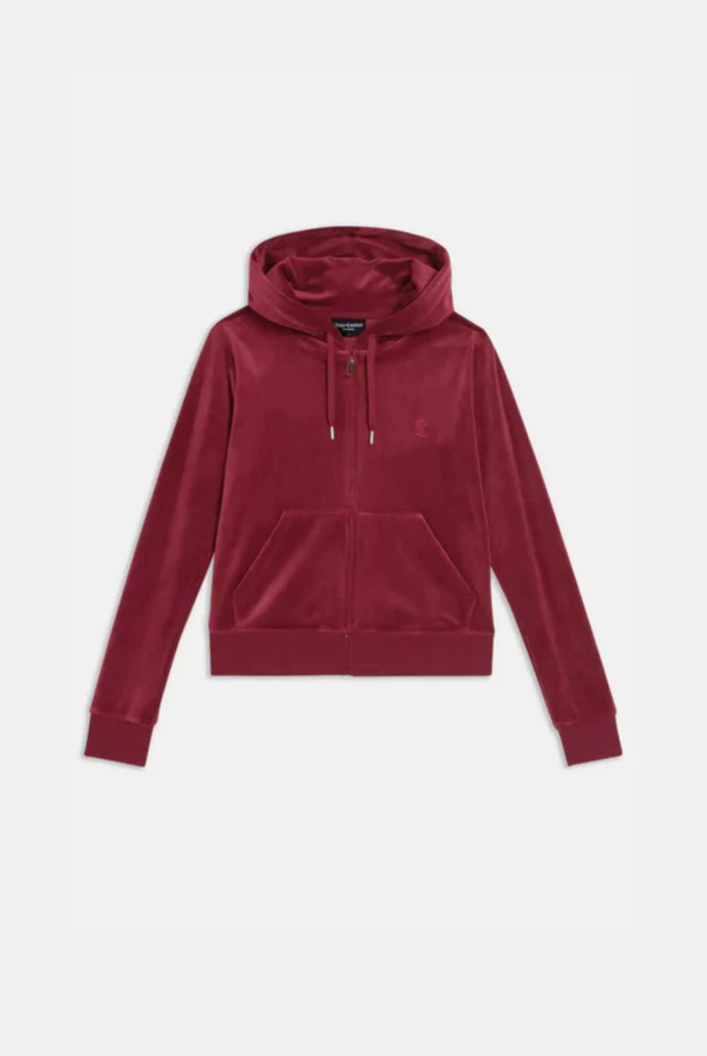Displays the Tawny Port 'Juicy' branded classic velour Robertson hoodie