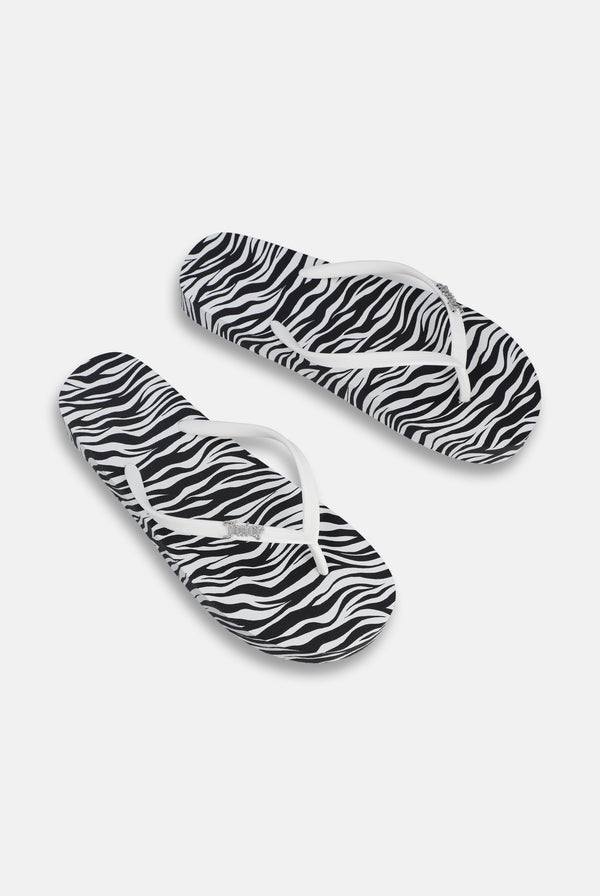 BLACK & WHITE ZEBRA PLATFORM FLIP FLOP