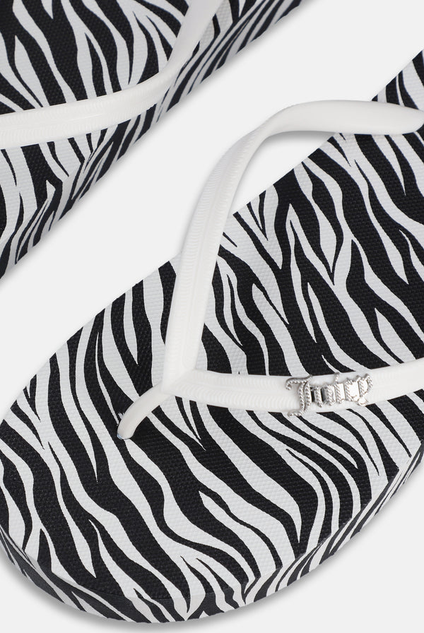 BLACK & WHITE ZEBRA PLATFORM FLIP FLOP