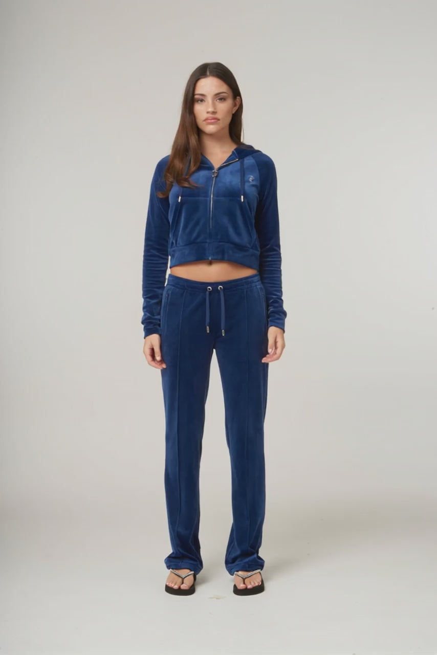 BLUE DEPTHS DIAMANTÉ VELOUR ZIP-THROUGH HOODIE - AI generated video - AI Generated