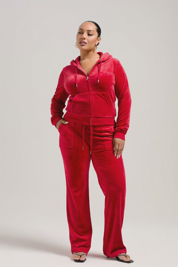 ASTOR RED CLASSIC VELOUR DEL RAY POCKETED BOTTOMS - AI generated video - AI Generated